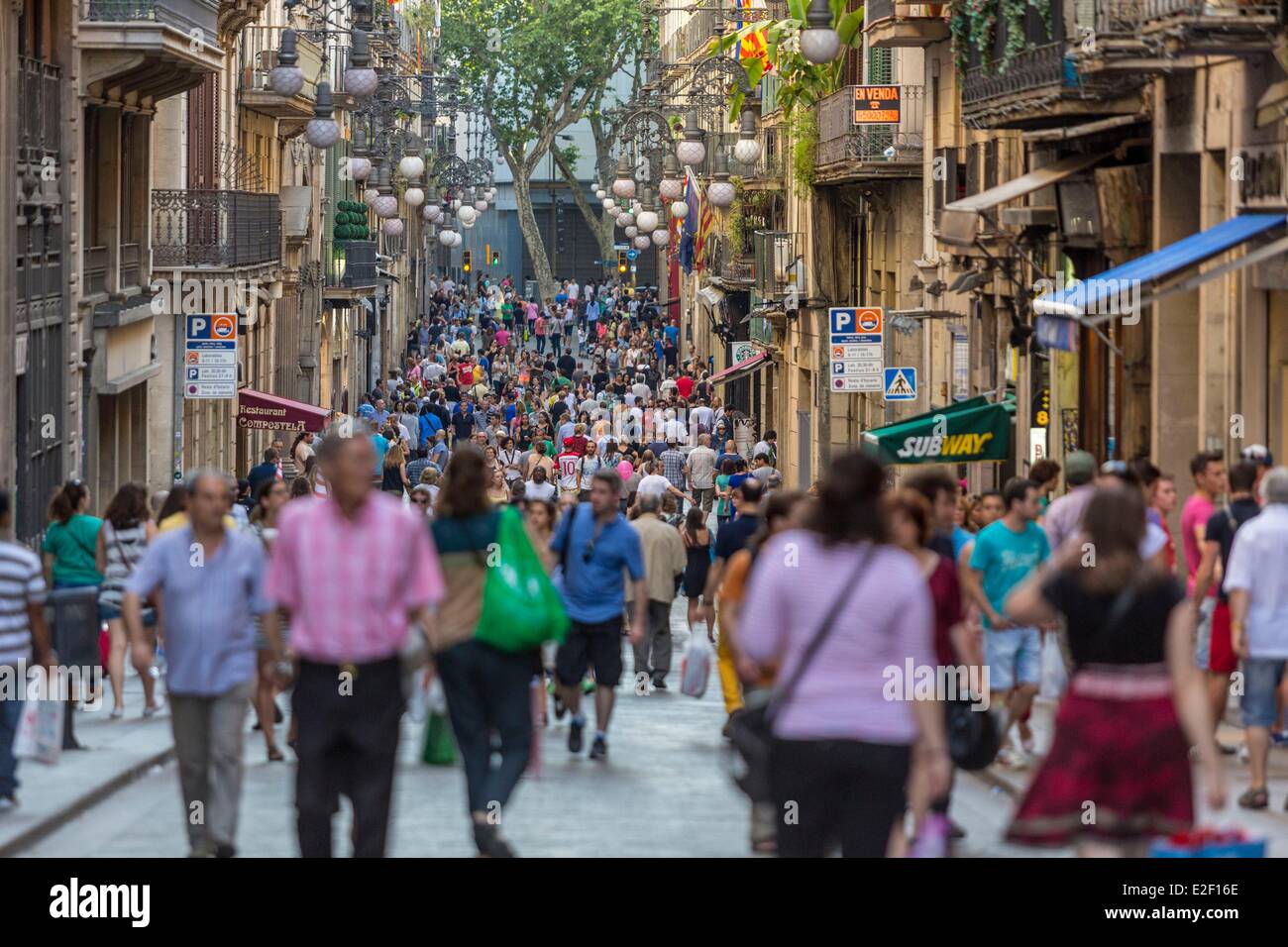 In Spagna, in Catalogna, Barcellona, Las Ramblas, la strada pedonale Ferran Foto Stock