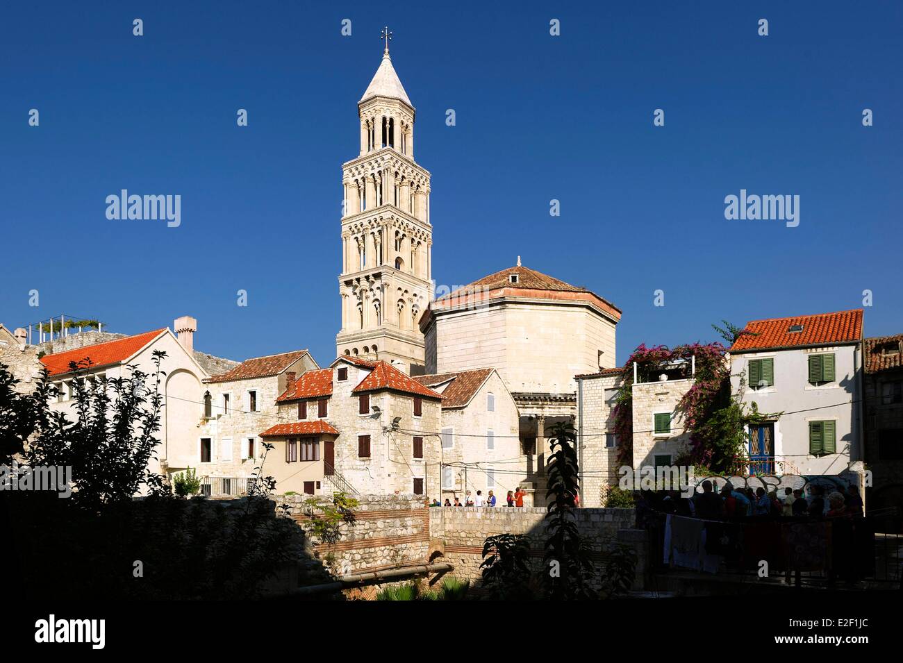 Croazia, Dalmazia, Split, la vecchia città romana elencati come patrimonio mondiale dall' UNESCO, San Domnio Cattedrale e Palazzo di Diocleziano Foto Stock