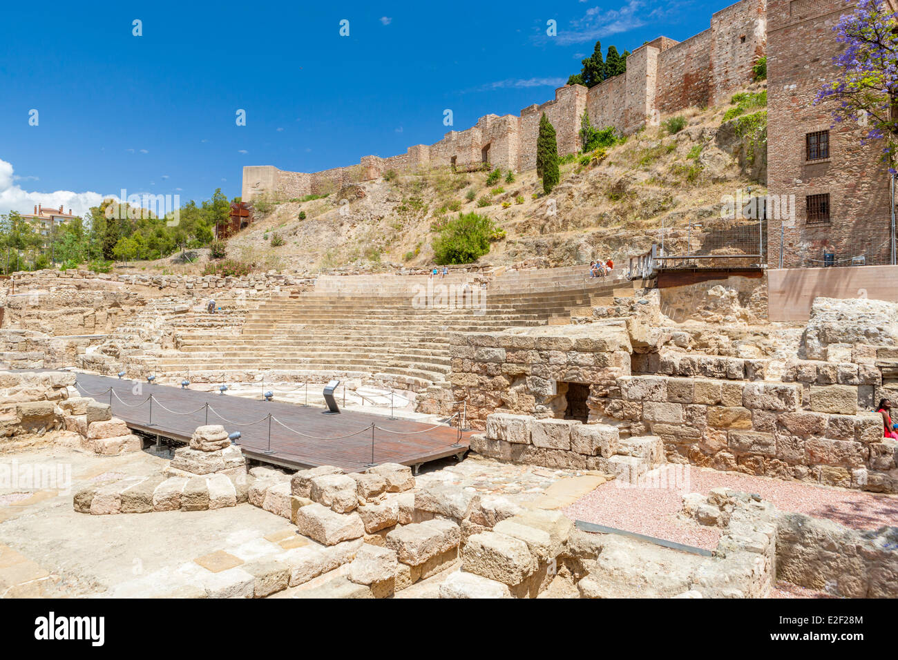 Antico Teatro romano di Malaga, Costa del Sol, Andalusia, Spagna, Europa. Foto Stock