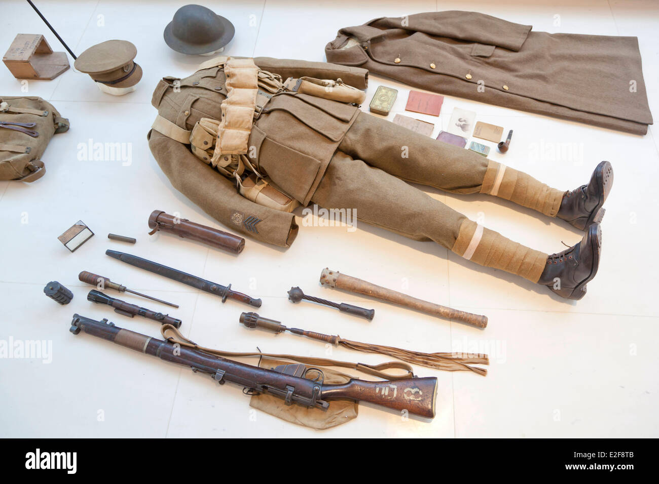 Francia, Somme, Peronne, Museo della Grande Guerra museo Guerra Mondiale, attrezzature dell'Esercito britannico Foto Stock