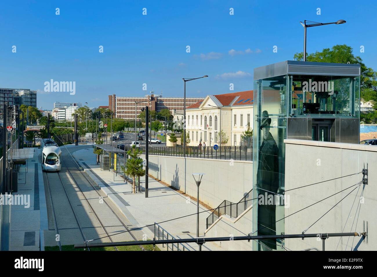 Francia, Rhone, Lione, prigione Montluc ex tribunale militare e Jean Moulin ritratto Foto Stock