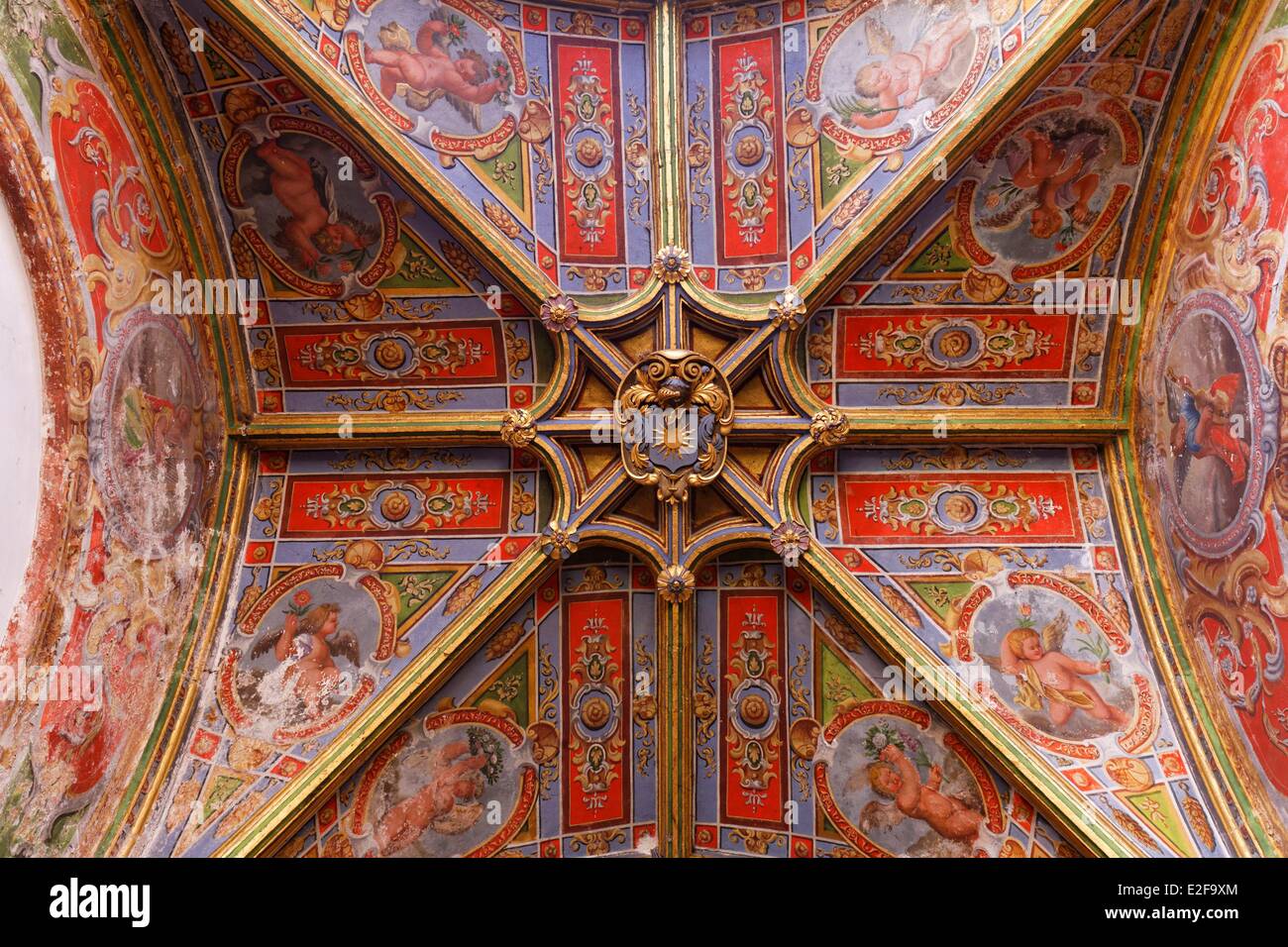 Francia, Cote d'Or, Vitteaux, il soffitto dipinto chiesa di Saint Germain Foto Stock