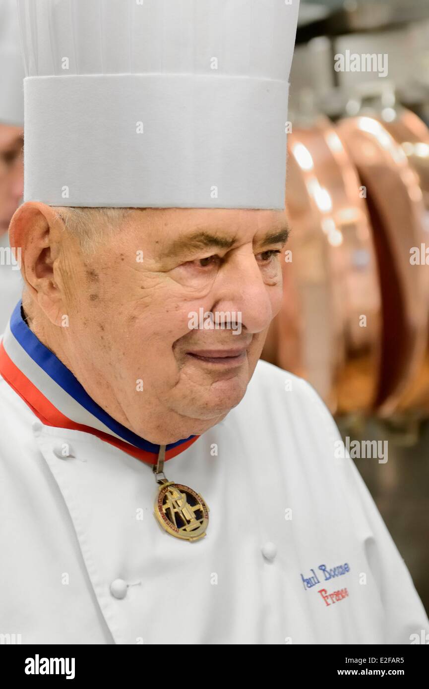Francia Rhone Collonges au Mont d'Or Paul Bocuse Ristorante L'Auberge du Pont de Collonges tre stelle Michelin dal 1965 Foto Stock