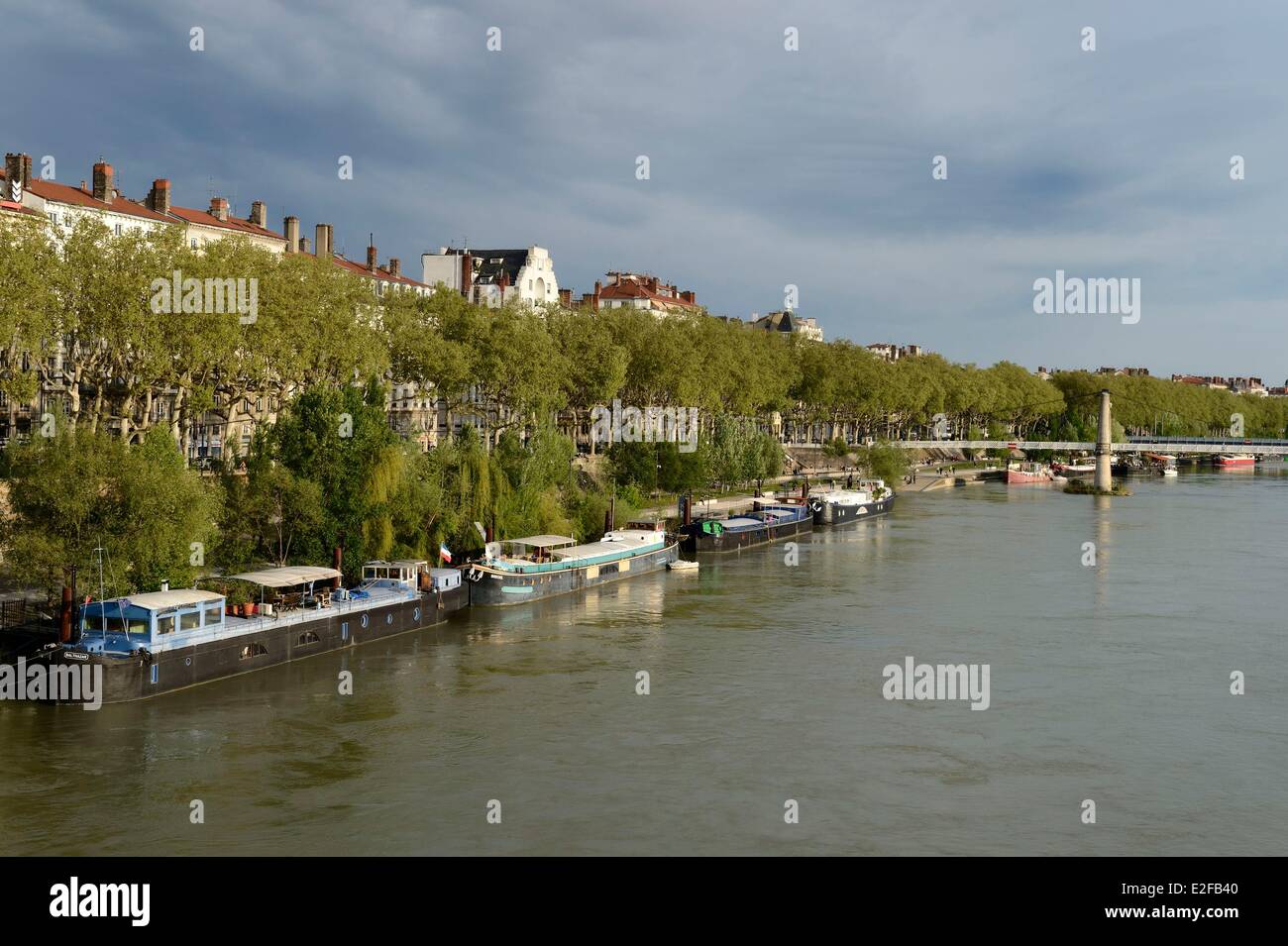 Francia, Rhone, Lione, Rhone river banche, Quai General Sarrail Foto Stock