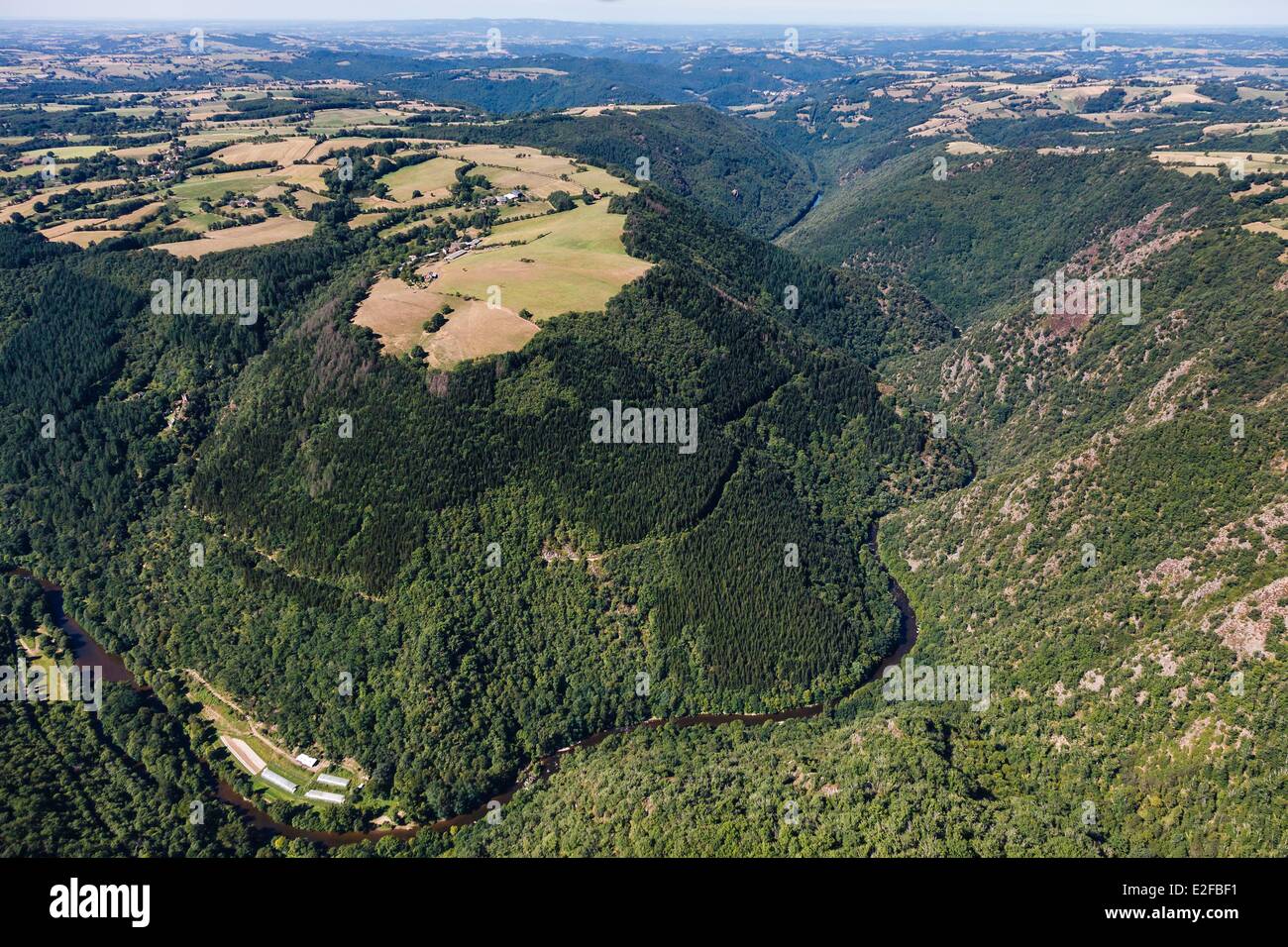 Francia, Tarn, Jouqueviel, le gole Viaur (vista aerea) Foto Stock