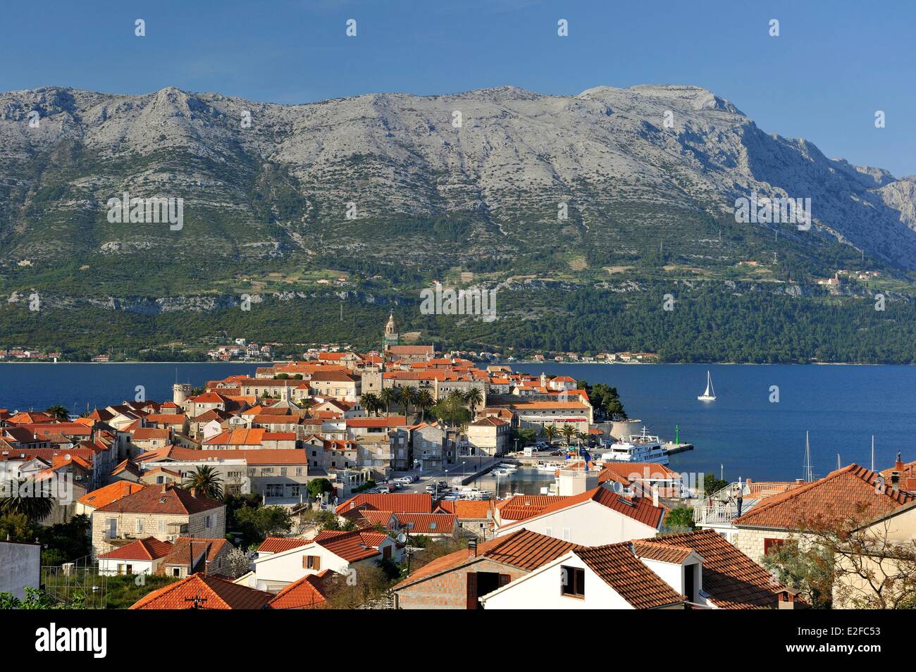 Croazia, Dalmazia, costa dalmata, Isola di Korcula Korcula città Foto Stock