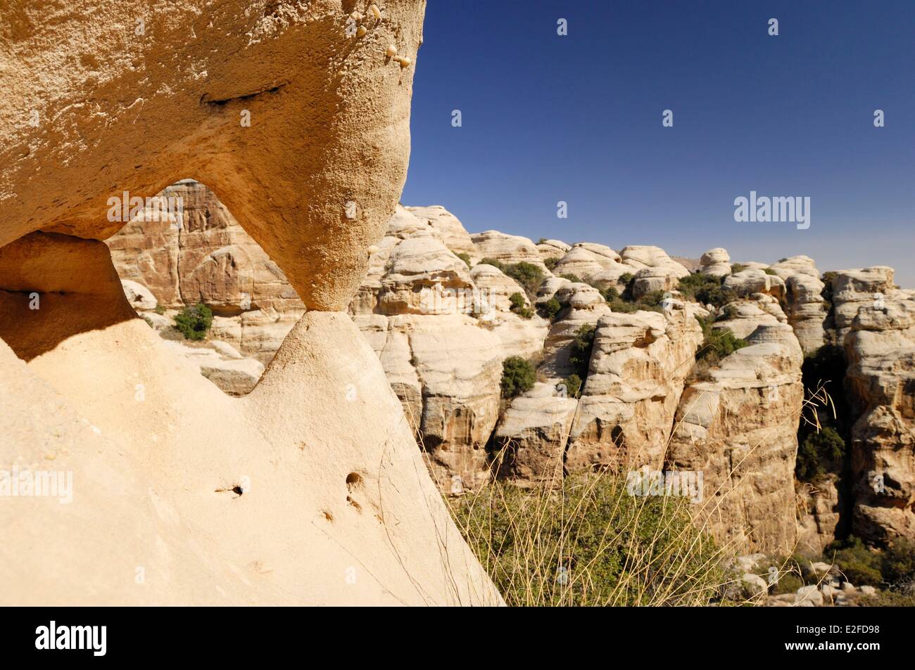 Giordania, Tafilah Governatorato, Dana, Dana riserva naturale più grande riserva della biosfera di rocce arrotondate Foto Stock