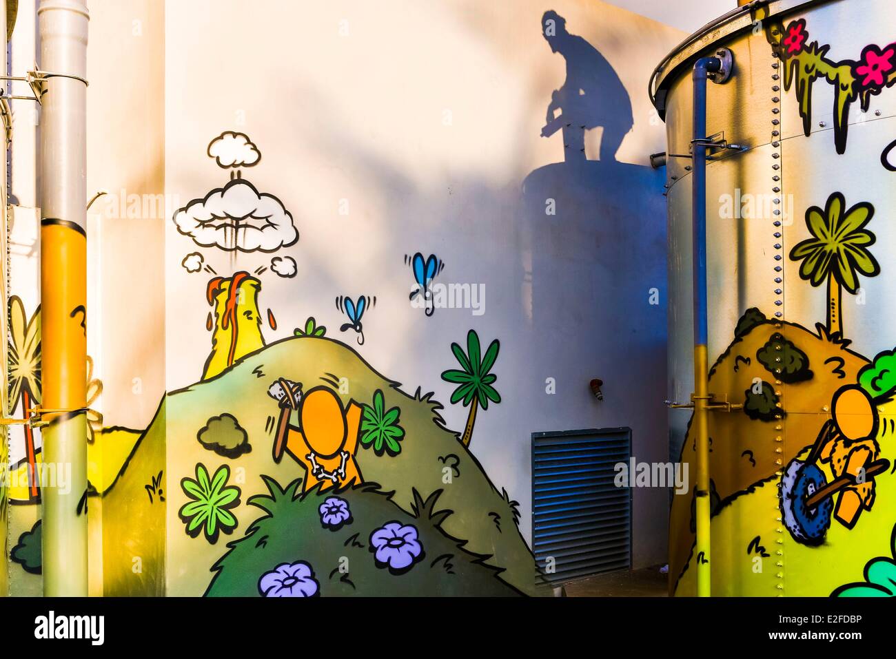 Francia, isola di Reunion (dipartimento francese d' oltremare), Le tampone, Arte di strada, graffiti artista Jace Foto Stock