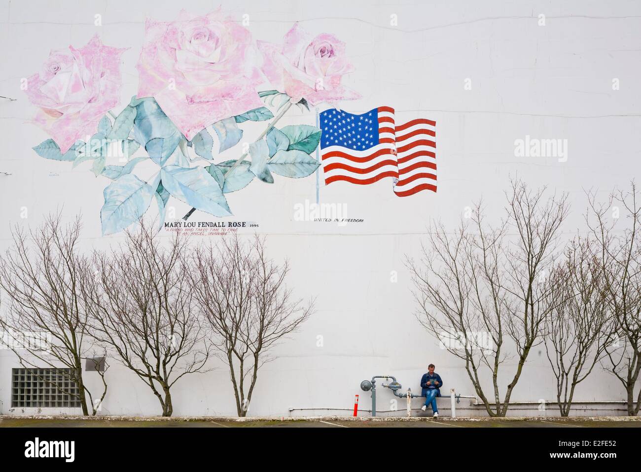 Stati Uniti, Oregon, Portland, dipinta sul tema della rosa a causa della città nickname Città delle Rose Foto Stock