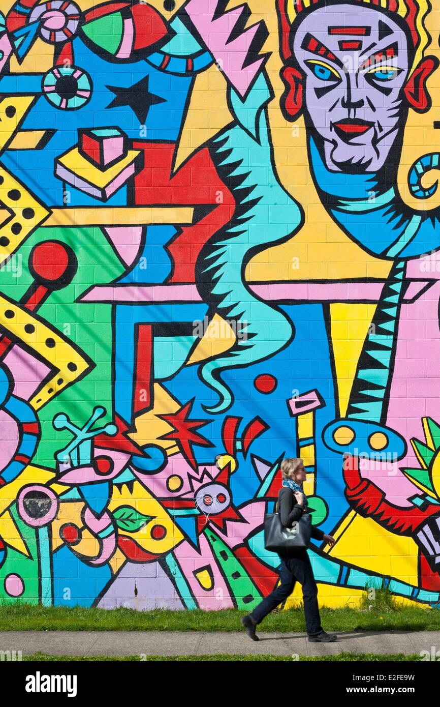 Stati Uniti, Oregon, Portland, Nord Williams, parete dipinta Foto Stock