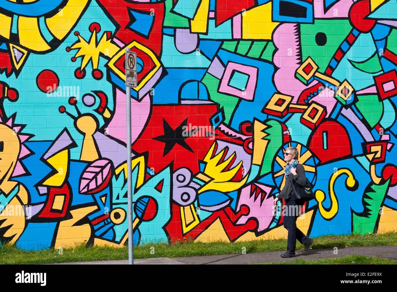 Stati Uniti, Oregon, Portland, Nord Williams, parete dipinta Foto Stock