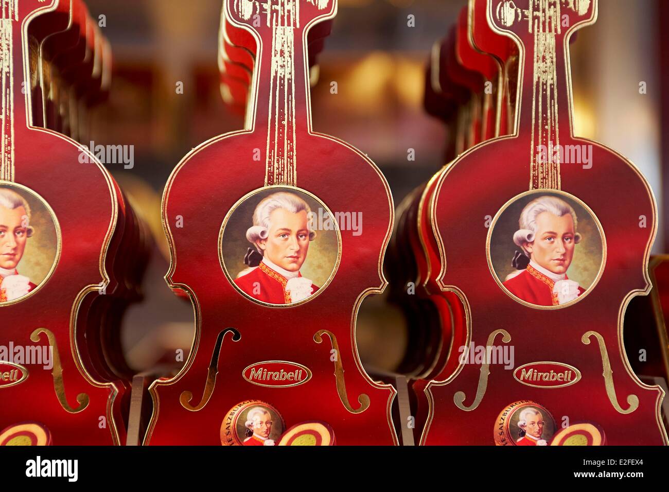 Austria, Salisburgo, cioccolatini Mozartkugeln prodotta dalla società di Mirabell Foto Stock