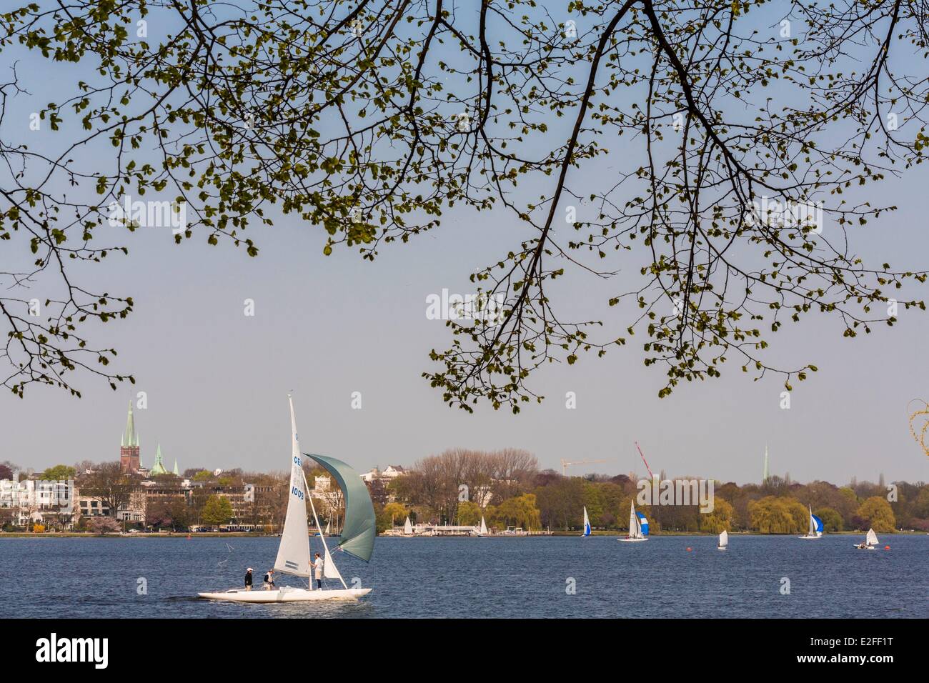 Germania, Amburgo, Aussenalster (Alster esterno), il lago nel cuore della città Foto Stock