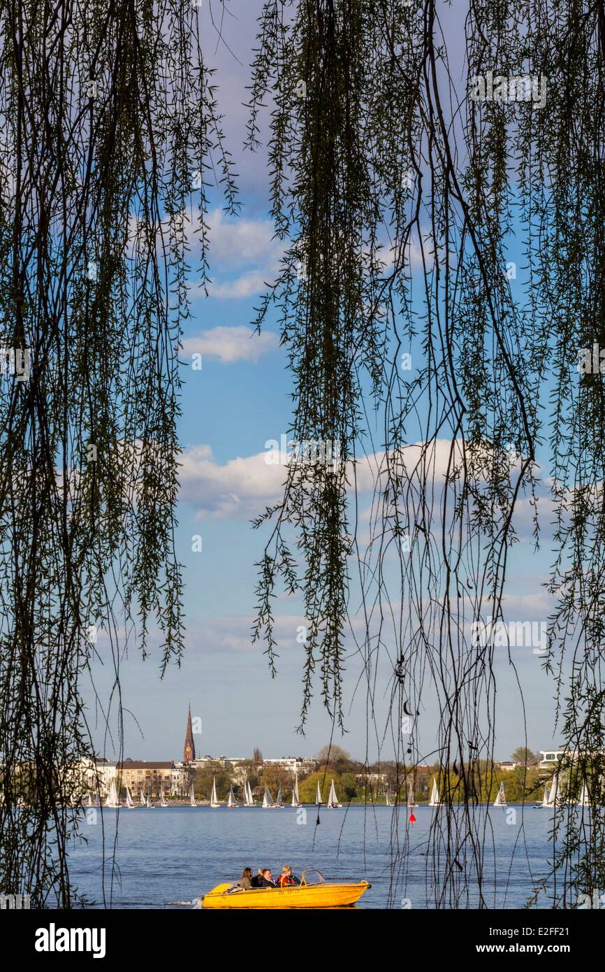 Germania, Amburgo, Aussenalster (Alster esterno), il lago nel cuore della città Foto Stock