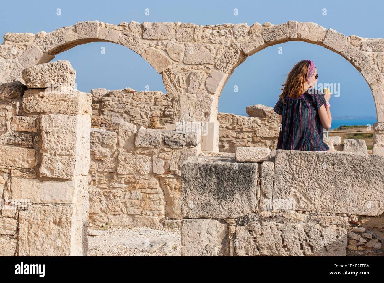 Cipro, Limassol District, Episkopi, sito archeologico della antica città greco-romana di Kourion Foto Stock