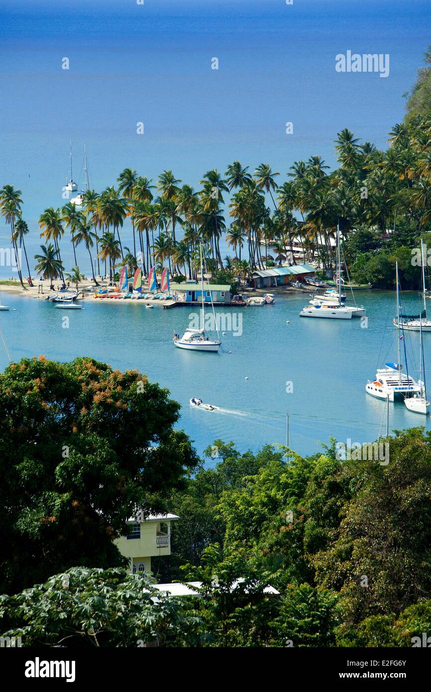 Indie Occidentali dei Caraibi, le Isole del Vento, Saint Lucia, Isola del nord, Castries distretto, Marigot Bay Foto Stock