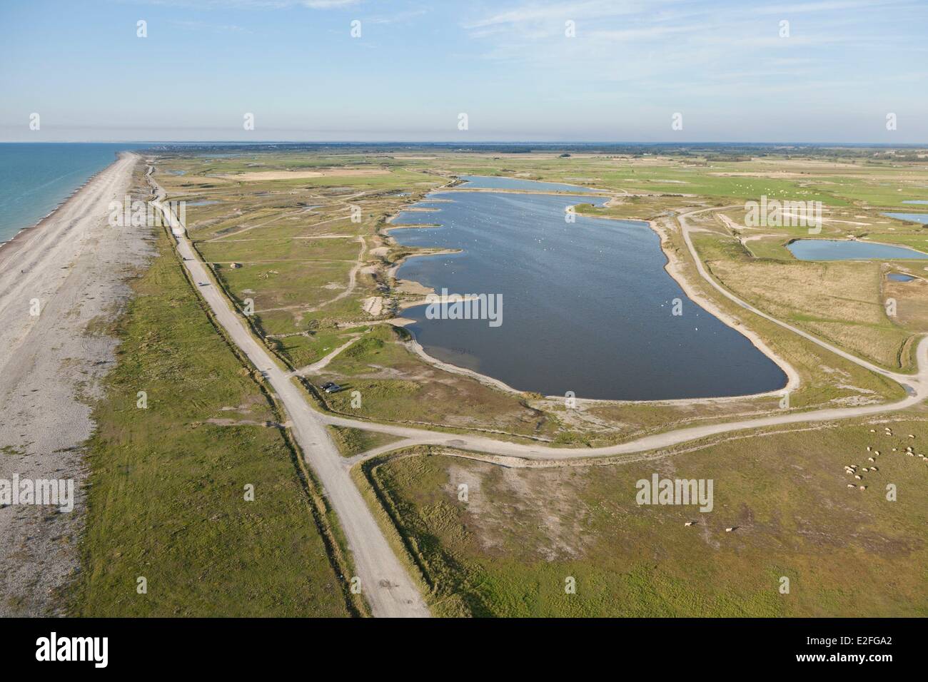 Francia, Somme, Ault, il naturale spazio Hable Ault (vista aerea) Foto Stock