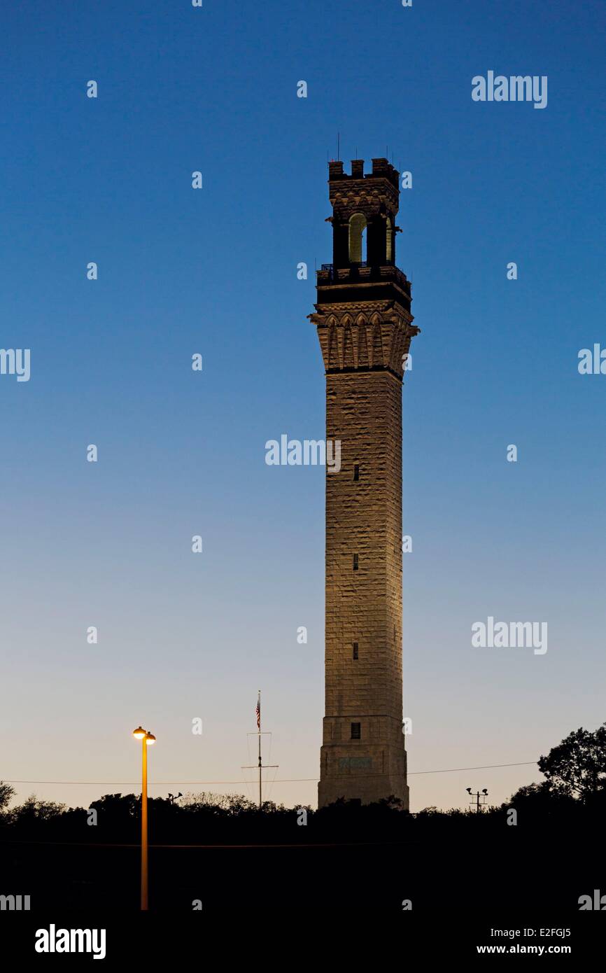 Stati Uniti Massachusetts Cape Cod a Provincetown monumento del pellegrino un monumento da 1910 commemora l'arrivo dei pellegrini Foto Stock