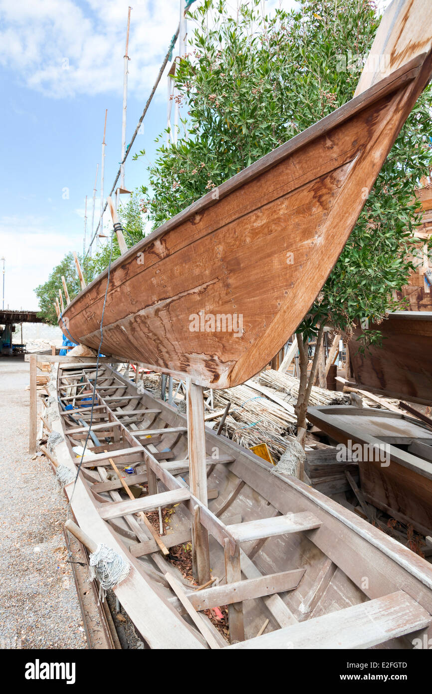 Lavorazioni artigianali tradizionali di costruzione navale Sur Oman Foto Stock