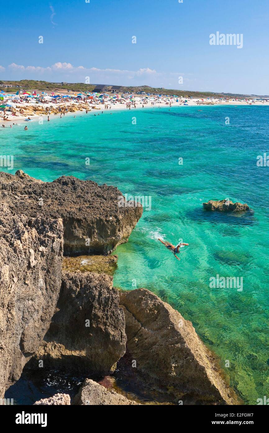 L'Italia, Sardegna, Provincia di Oristano, la penisola del Sinis, spiaggia di sabbia bianca di Is Arutas Foto Stock