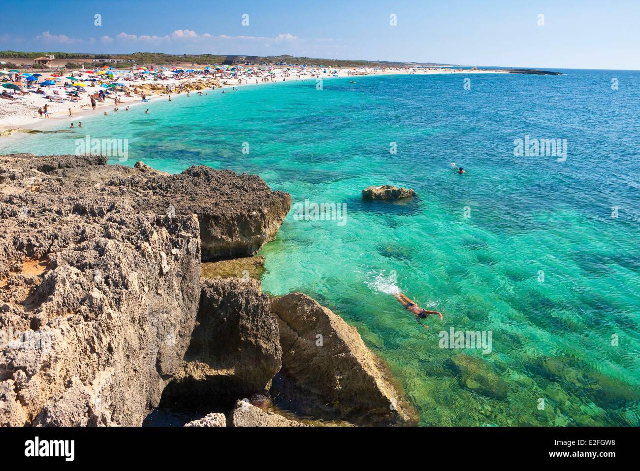 L'Italia, Sardegna, Provincia di Oristano, la penisola del Sinis, spiaggia di sabbia bianca di Is Arutas Foto Stock