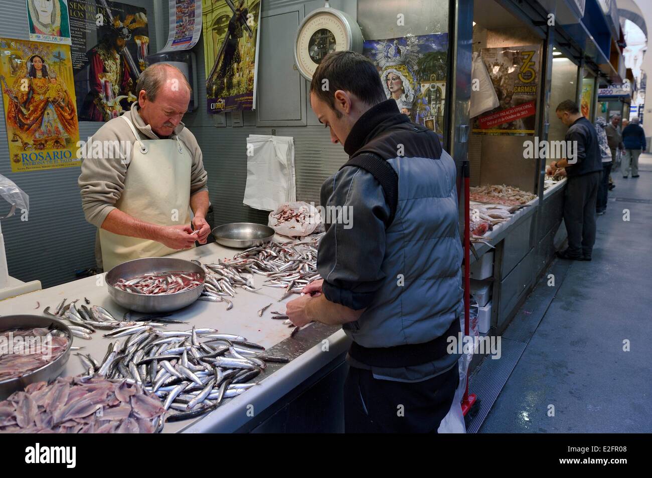 Spagna Andalusia Costa del sol malaga Mercado Central de Atarazanas il mercato del pesce nel mercato centrale Foto Stock
