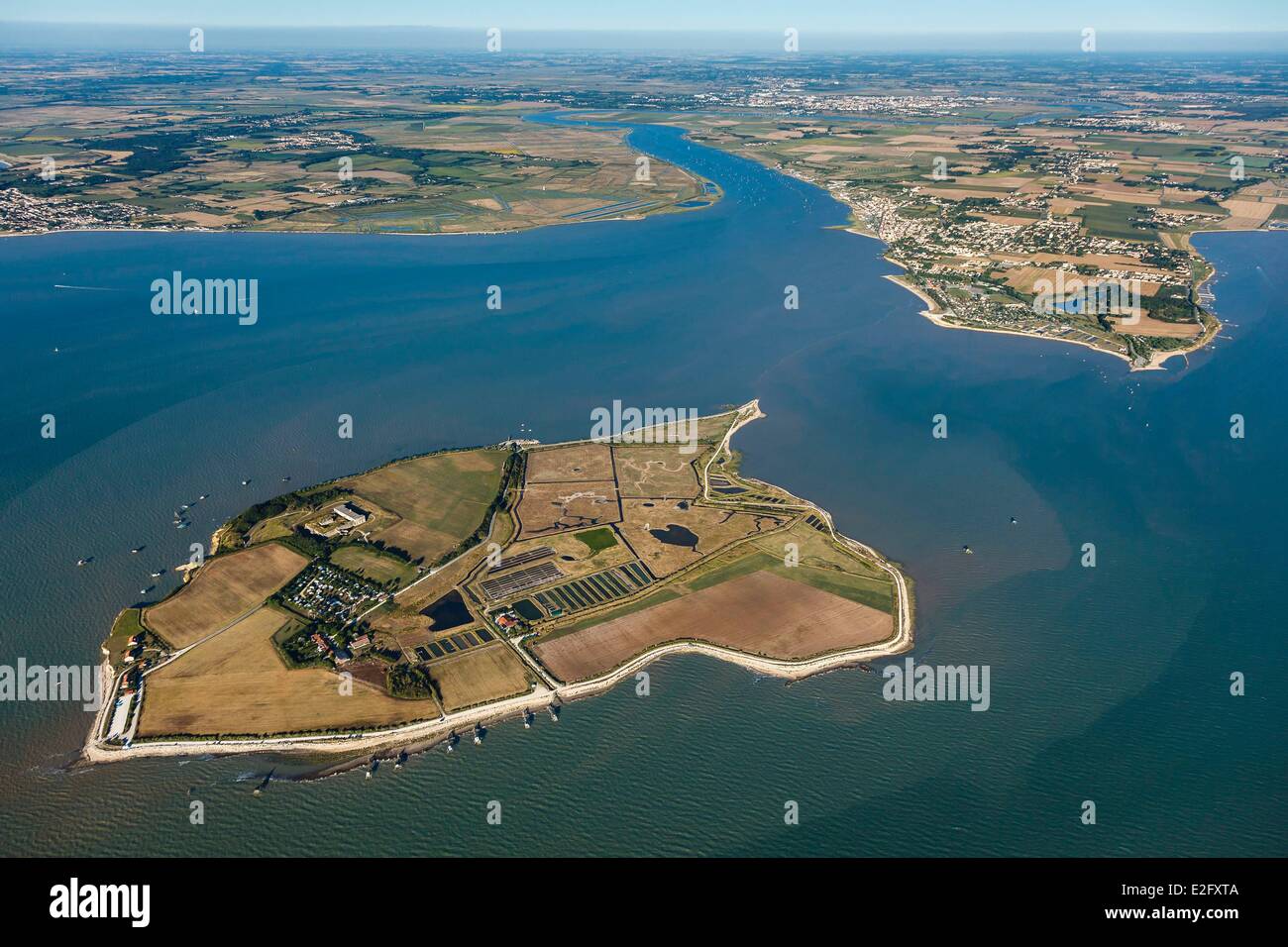 Francia Charente Maritime Port des Barques Madame island e il fiume Charente estuario Grand Site de France (vista aerea) Foto Stock