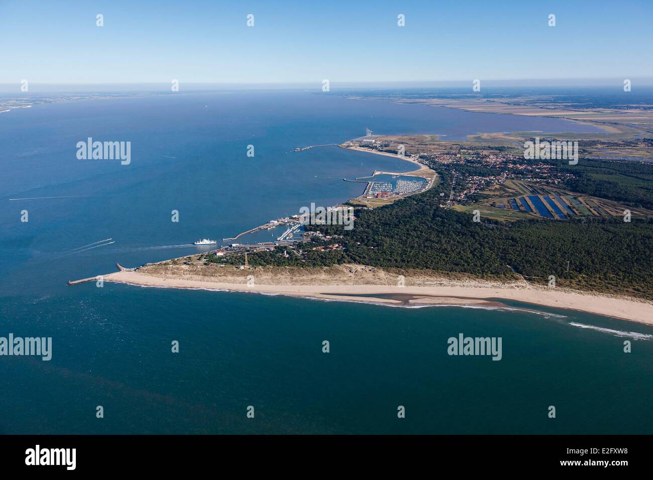 Francia Gironde Le Verdon sur Mer la Pointe de Grave blocco porta porta e Medoc Gironda (vista aerea) Foto Stock