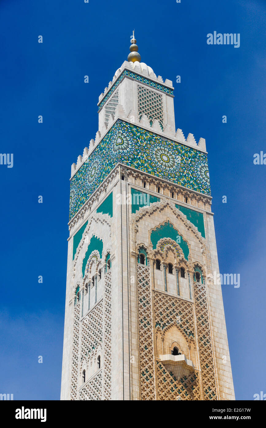 Marocco Casablanca Grande Moschea Hassan II di musulmani in stile arabo costruito dall'architetto Michel Pinseau nel 1986 che possiede il Foto Stock