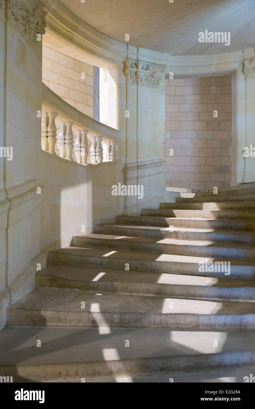 Francia Loir et Cher la Valle della Loira sono classificati come patrimonio mondiale dall' UNESCO Chambord castello di Chambord doppia scalinata attribuita a Foto Stock