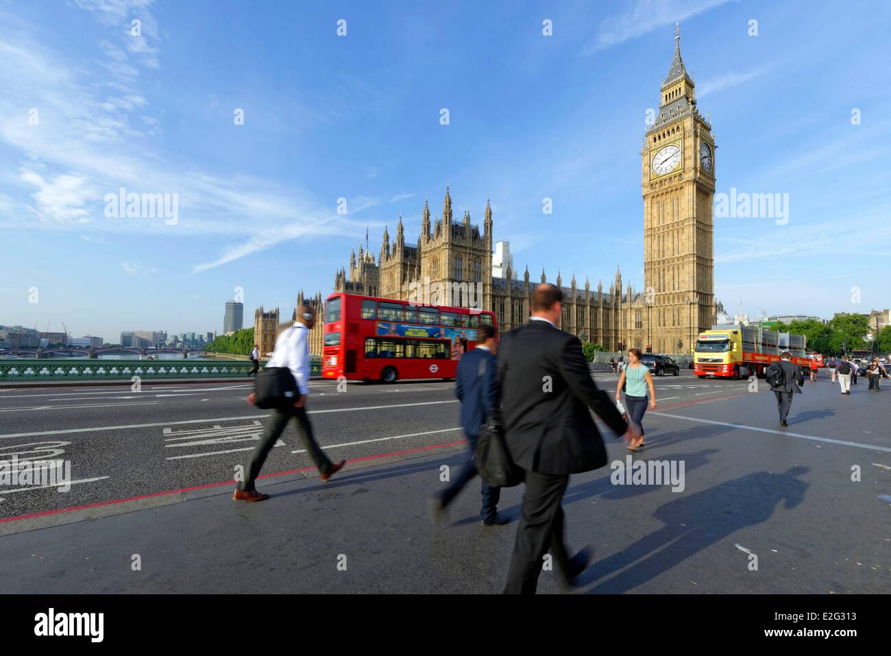 Regno Unito Londra Westminster Westminster Bridge Casa del Parlamento e dal Big Ben Foto Stock