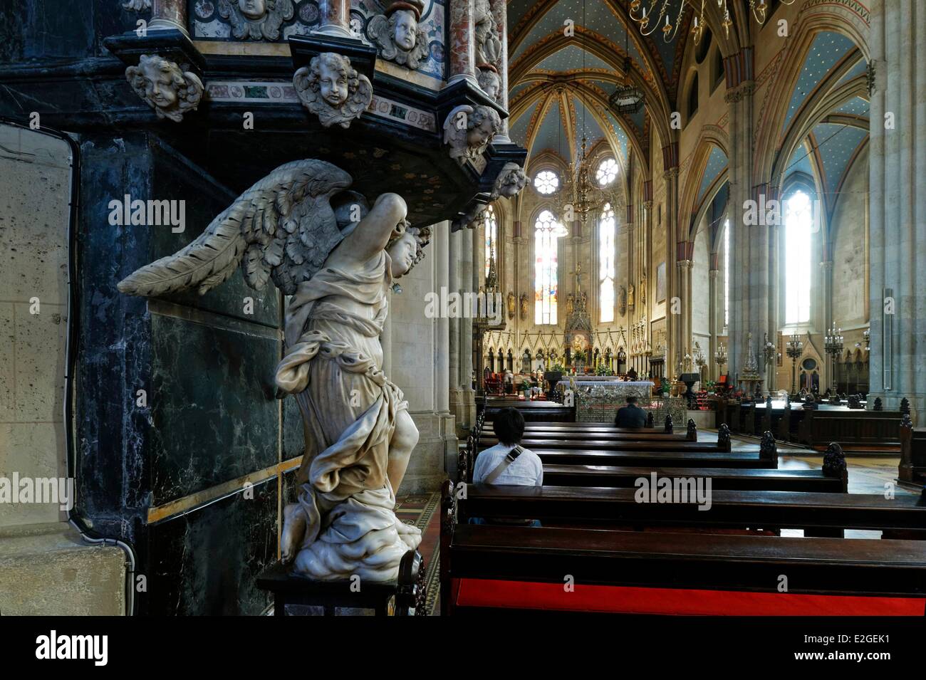 Croazia Zagabria Kaptol district cattedrale di Assuption della Beata Vergine Maria in marmo policromo Pulpito barocco di Sloveni scultore M. Kusse Foto Stock