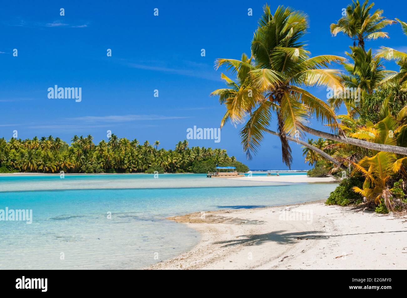 Isole Cook Aitutaki Island Grand lagoon beach del piede di un atollo di Isola anche chiamato Tapuaetai Foto Stock