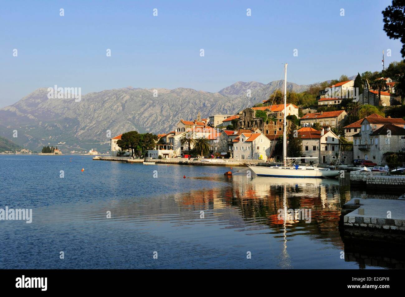 Montenegro costa adriatica Kotor bay Perast village Foto Stock