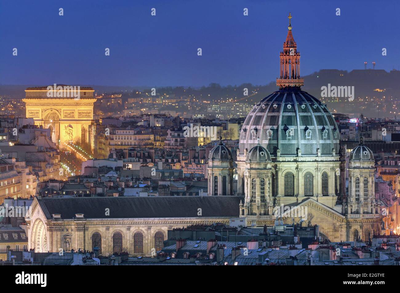 Francia Paris Saint Augustin da architetto Victor Baltard e Arco di Trionfo di Etoile square Foto Stock