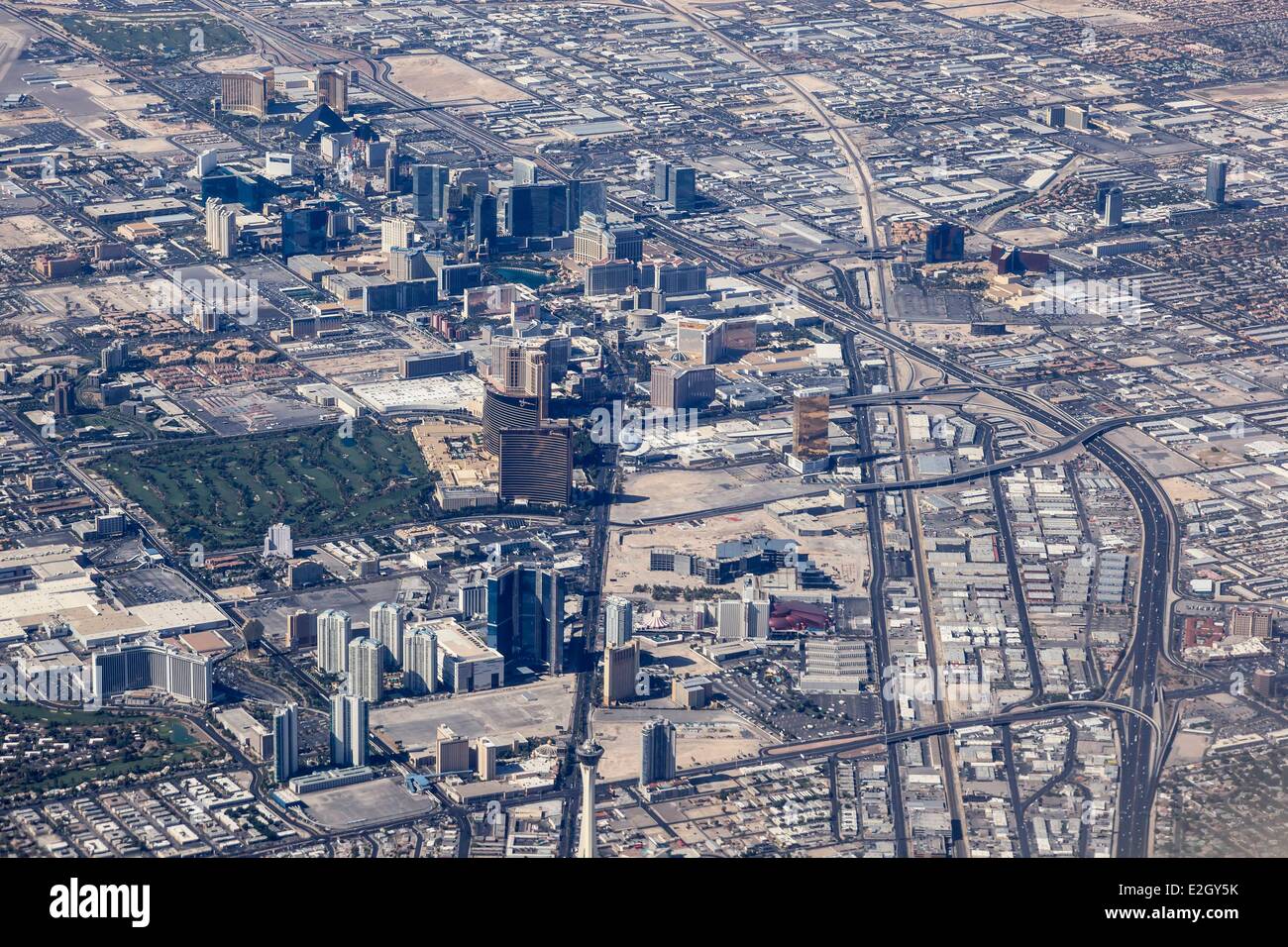 Stati Uniti Nevada città di Las Vegas con Strip di Las Vegas (vista aerea) Foto Stock