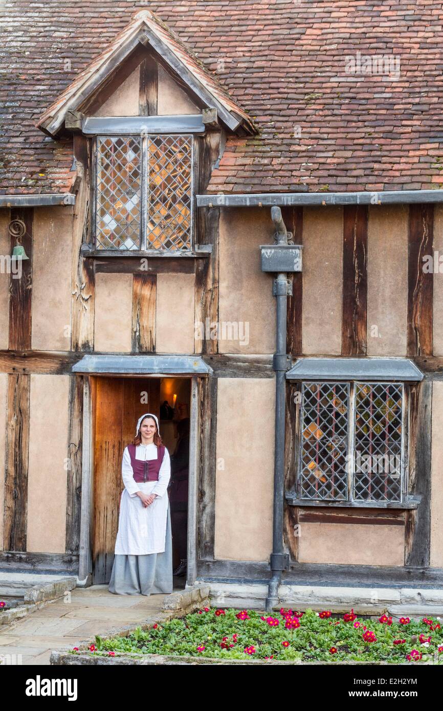 Regno Unito Warwickshire Stratford-upon-Avon, luogo di nascita di William Shakespeare dove il drammaturgo ha trascorso i primi cinque anni del suo matrimonio con Anne Hathaway Foto Stock