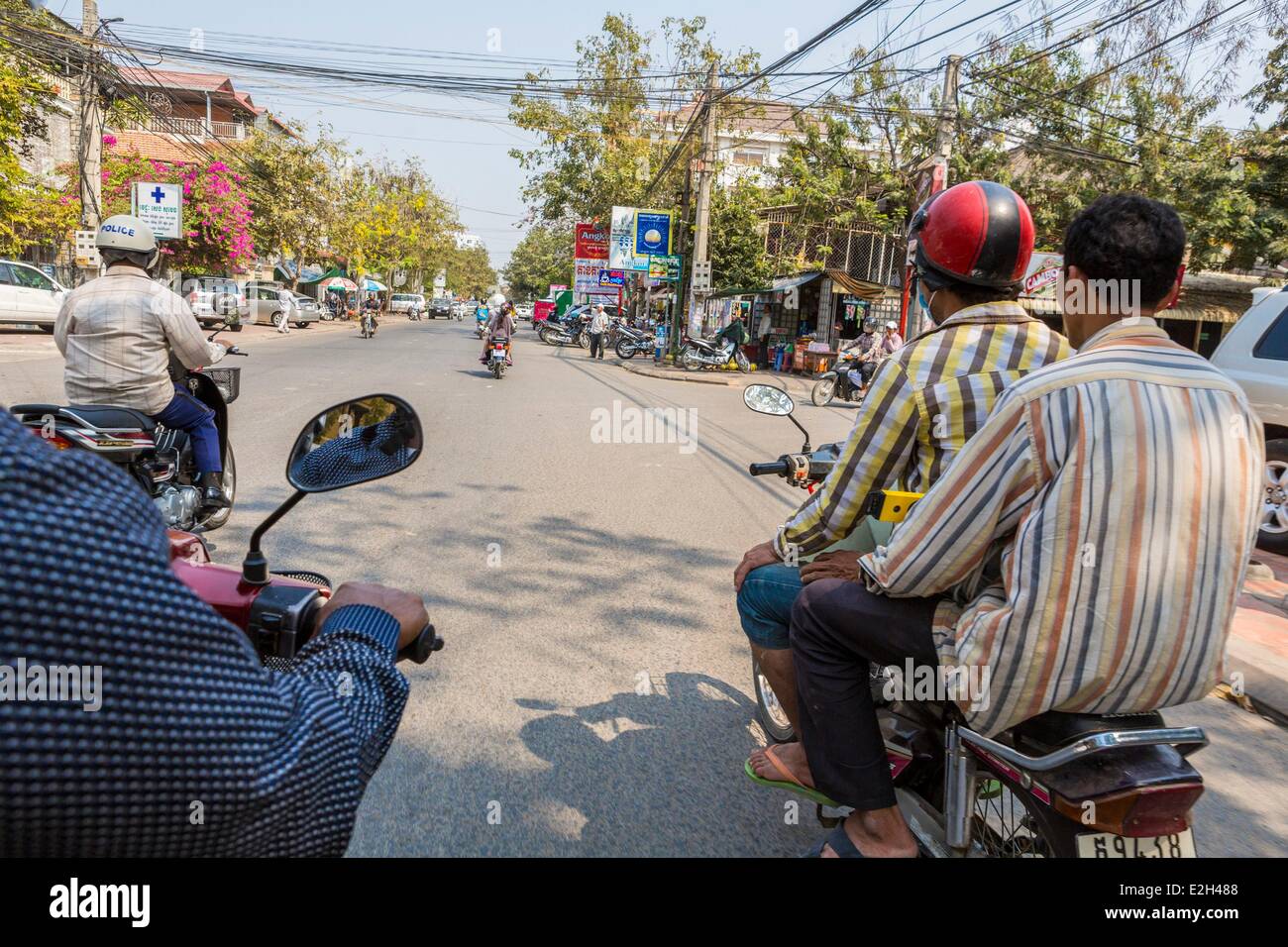 Cambogia Phnom Penh visualizza un motociclo taxi o moto-dop Foto Stock