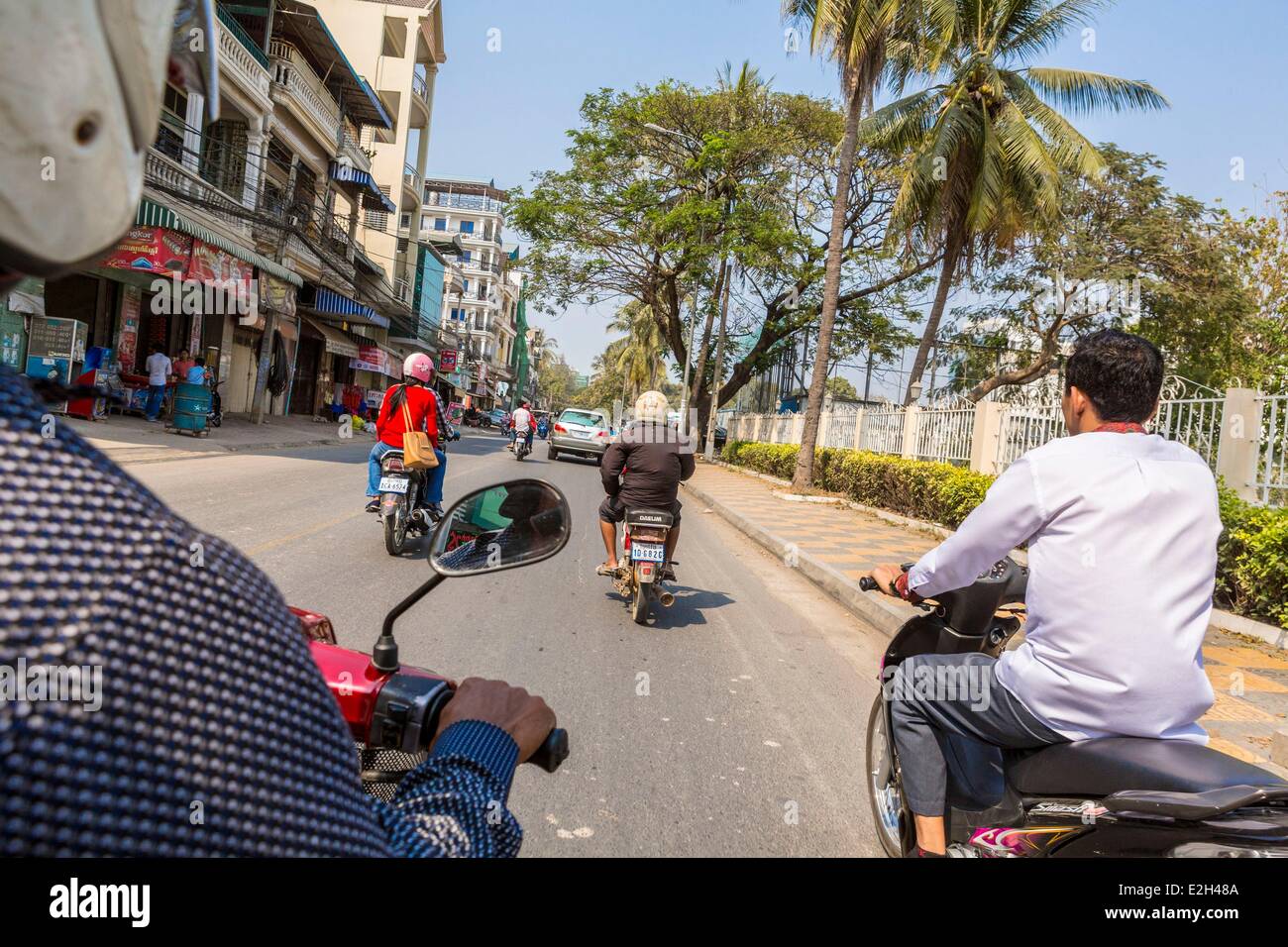 Cambogia Phnom Penh visualizza un motociclo taxi o moto-dop Foto Stock