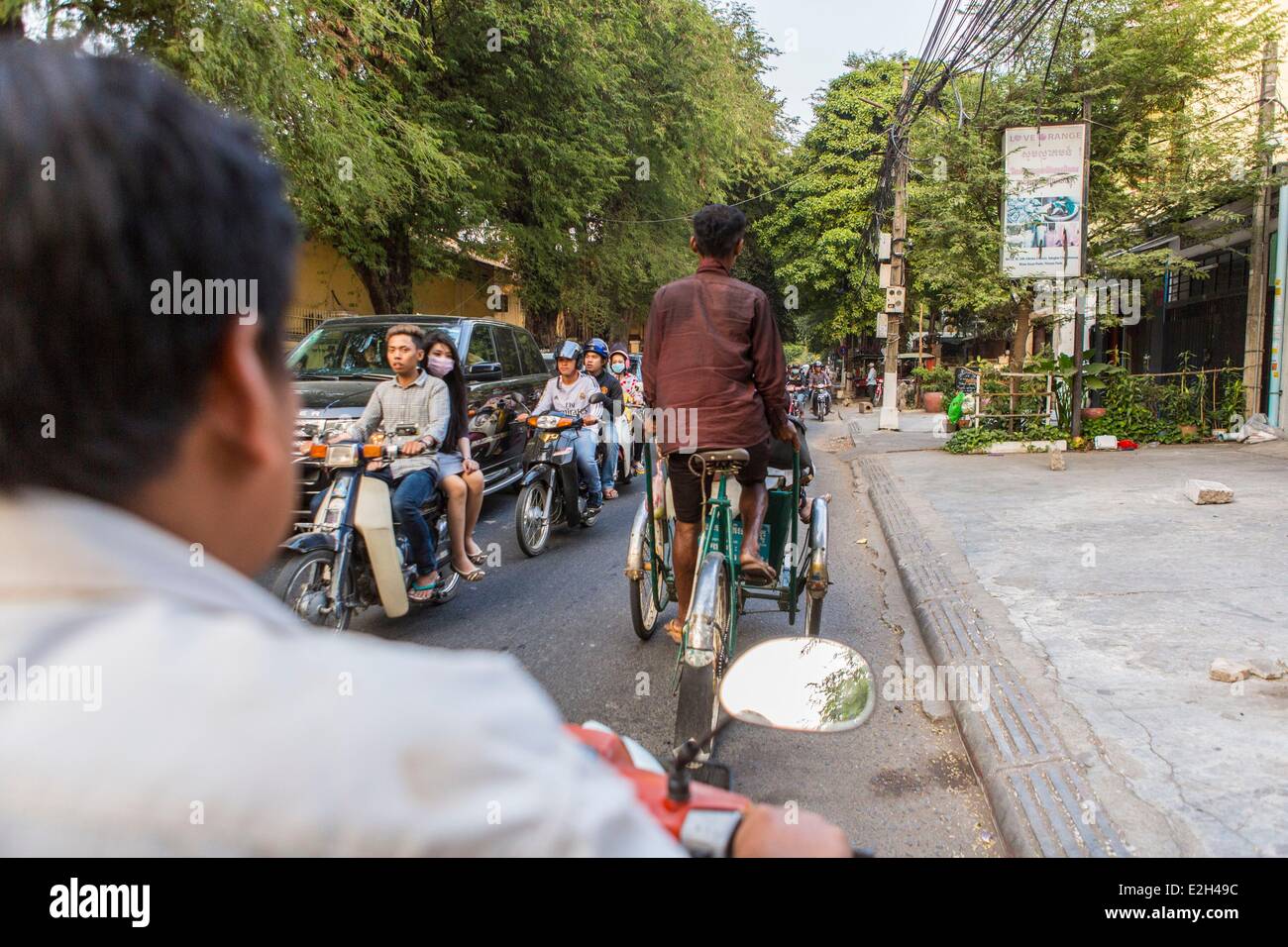 Cambogia Phnom Penh visualizza un motociclo taxi o moto-dop Foto Stock