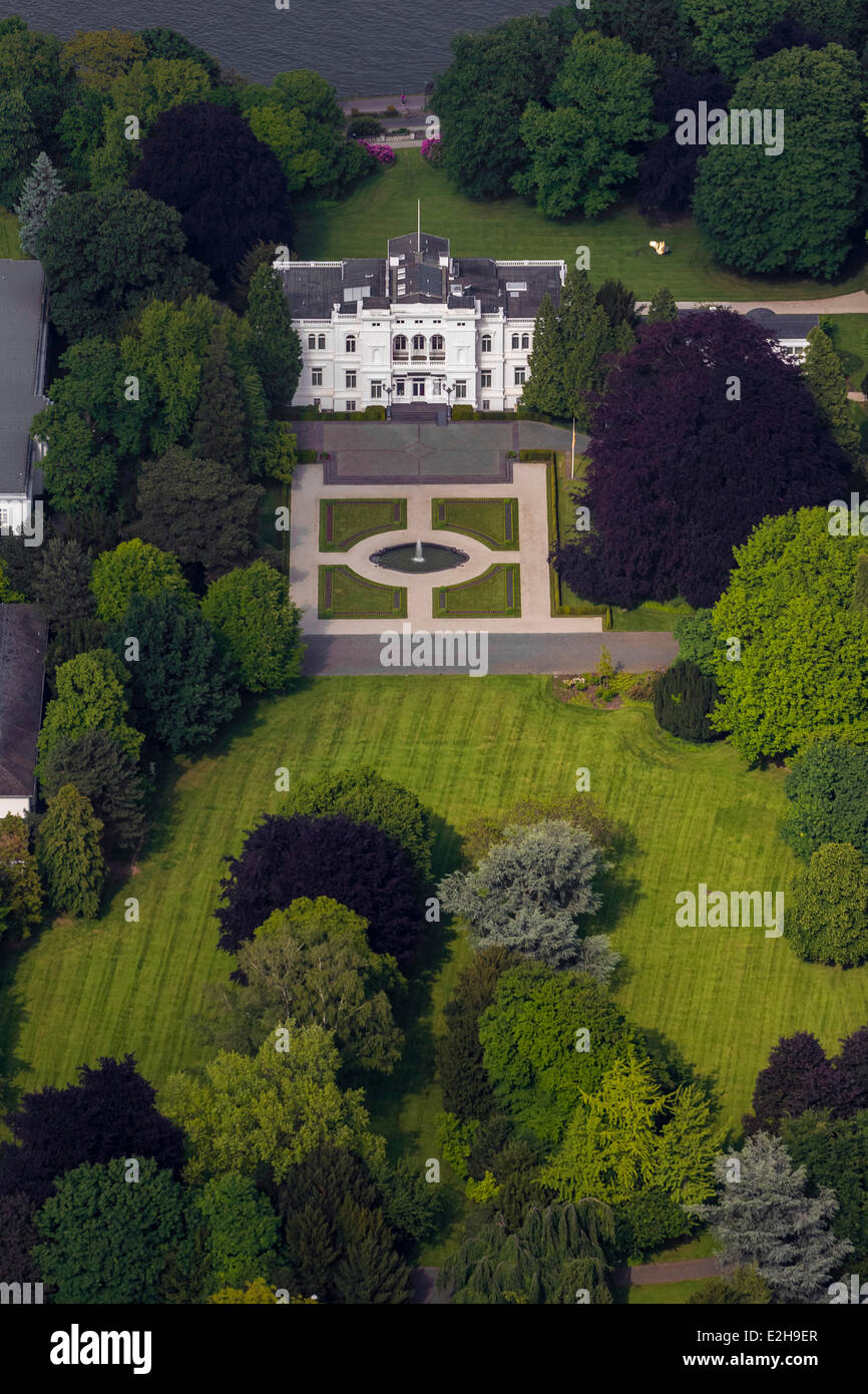Villa Hammerschmidt, ex residenza ufficiale del Presidente tedesco, vista aerea, ex distretto governativo di Bonn, Renania Foto Stock