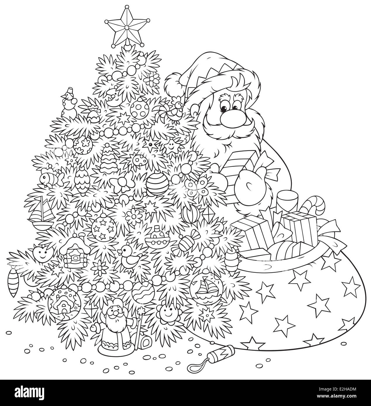 Babbo Natale e albero di Natale Foto Stock