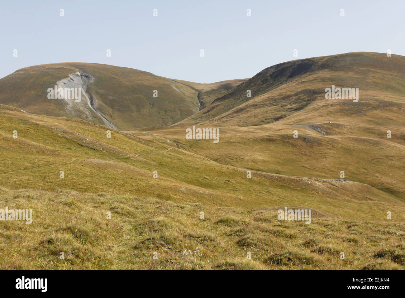 Escursionismo sull'altopiano di Emparis, Massif de l'Oisans, vicino al parco naturale di Les Ecrins, Isère, Rhône-Alpes, in Francia. Foto Stock