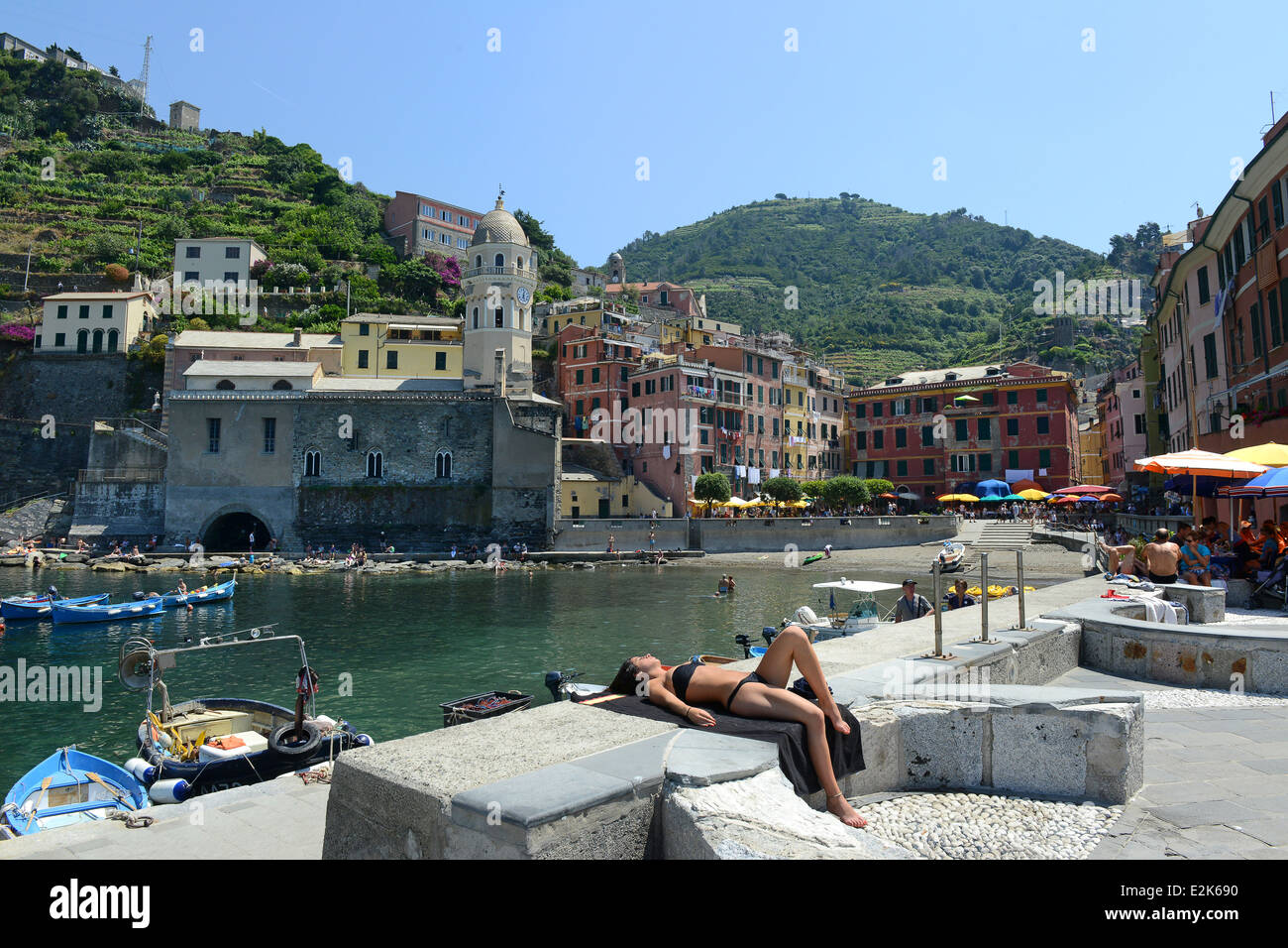Vernazza su Cinque Terre in Italia Foto Stock