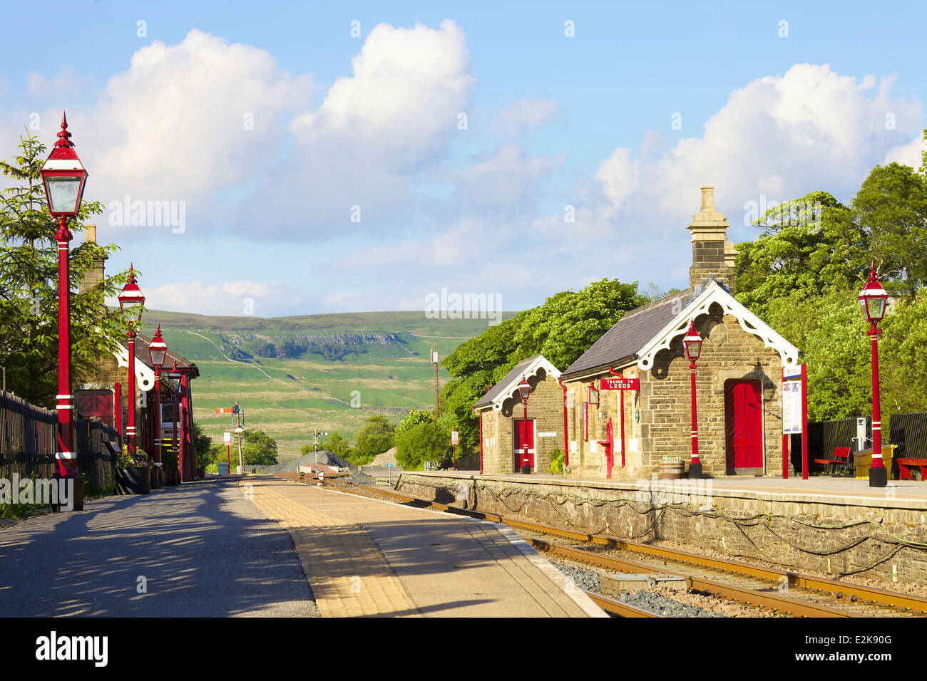 Stazione Garsdale, accontentarsi di Carlisle linea ferroviaria, Yorkshire Dales National Park, Cumbria, Inghilterra, Regno Unito. Foto Stock