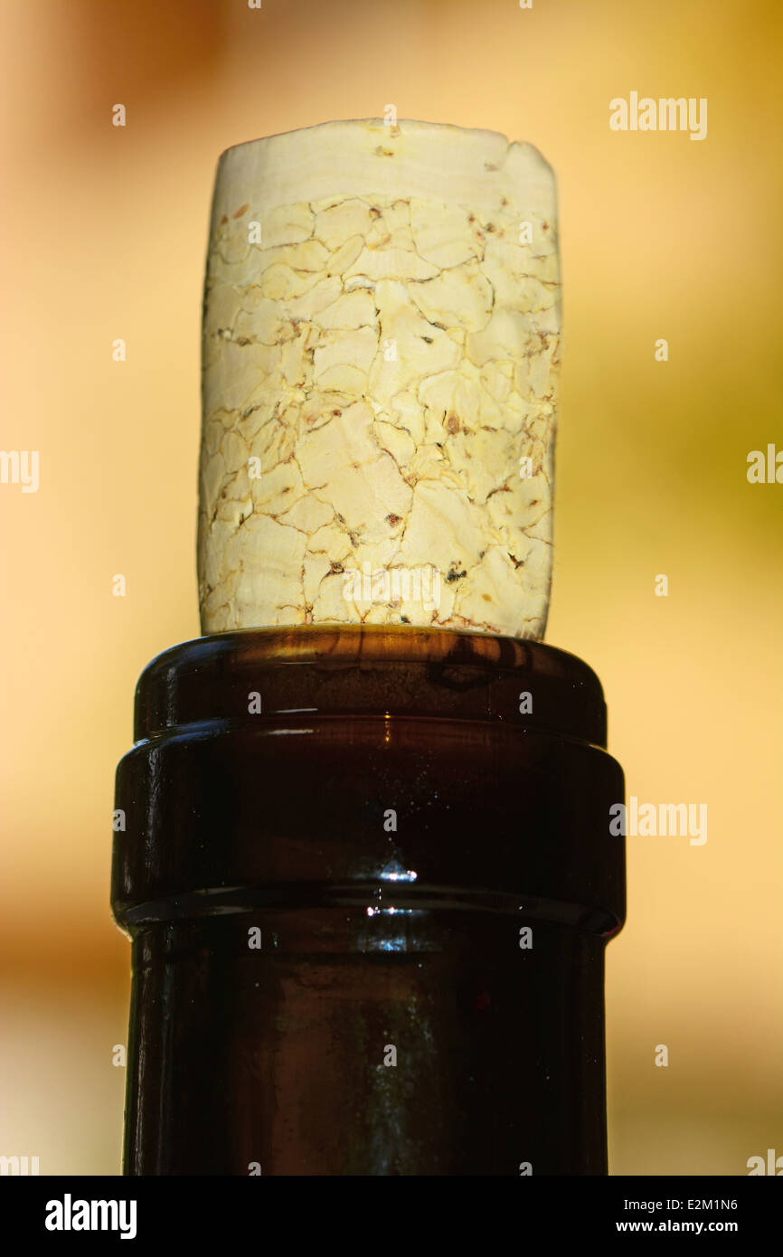 Tappo per bottiglia di vino, sulla bottiglia di vino, Foto Stock
