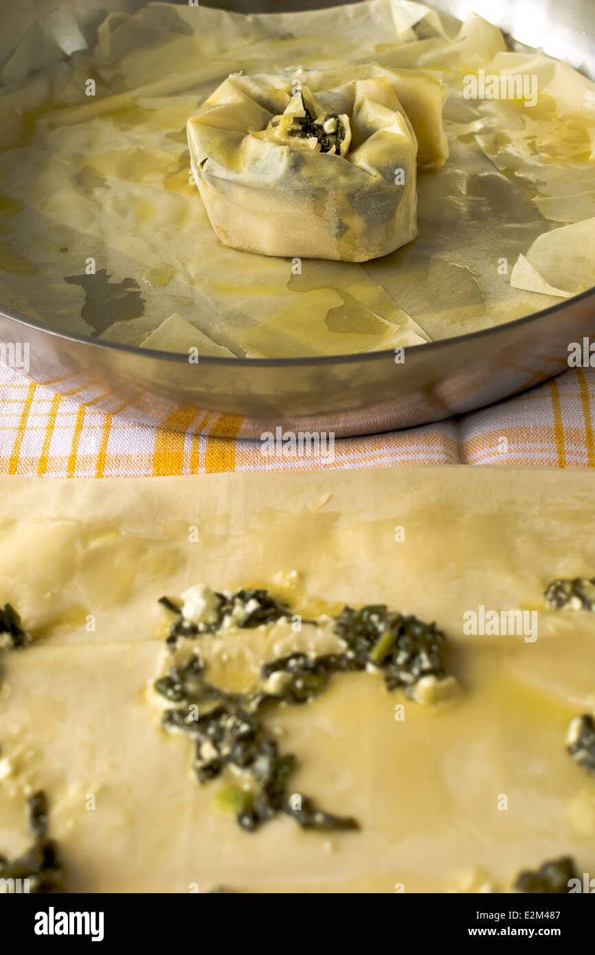 Spirale la pasta con il formaggio e il dock Foto Stock