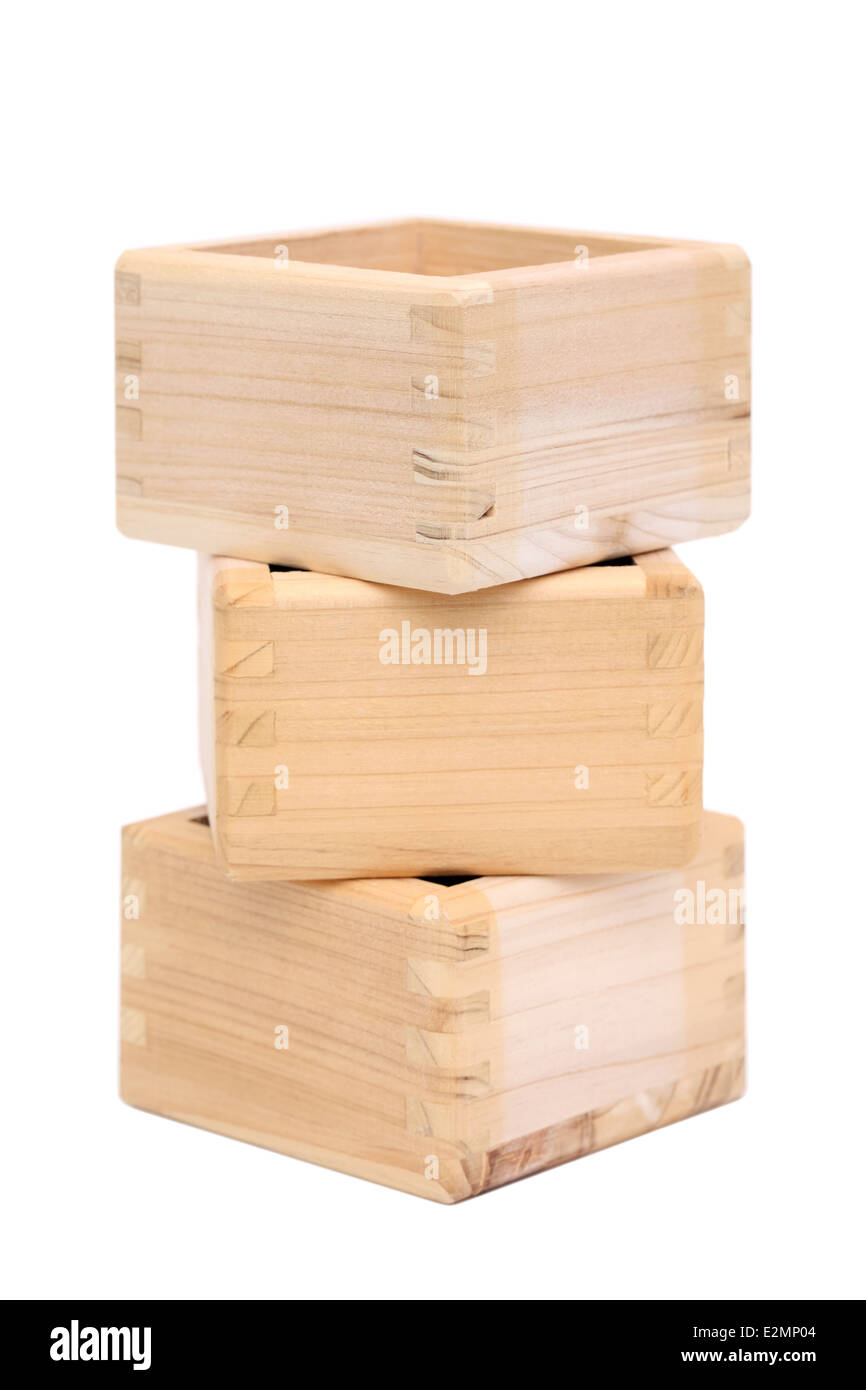 Giapponese scatola in legno utilizzato per misurare o utilizzare per bere sake Giapponese Foto Stock