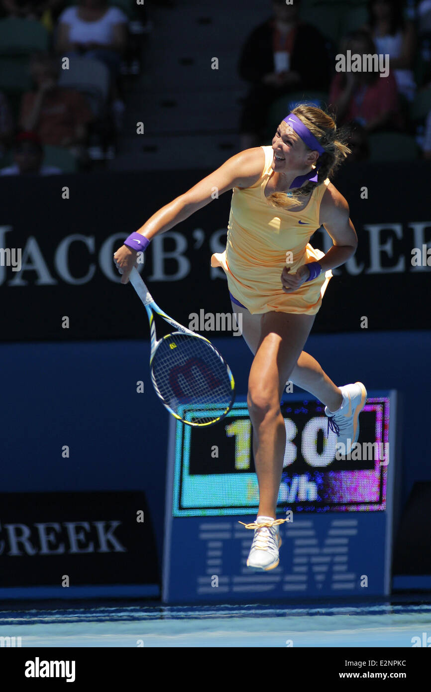 Australian Open di Tennis 2013 - Rod Laver Arena - Victoria Azarenka (BLR) v Monica Niculescu (ROU) dotata di: Victoria Azarenka dove: Melbourne, Australia quando: 15 Gen 2013 Foto Stock