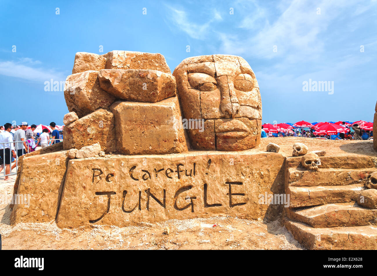 Grandi sculture di sabbia a Busan sabbia Festival il 7 giugno 2014 in Busan, Corea del Sud. Foto Stock
